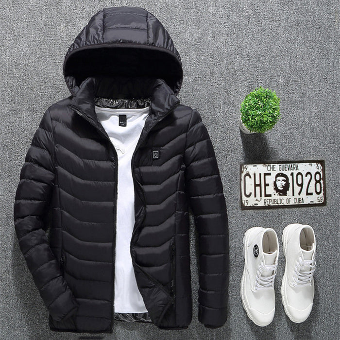 Winter Heated Jacket USB Electric Cotton Coat Zip-up Heater Thermal Clothing Heating Vest For Men